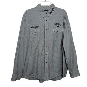 Jack Daniel’s Wrangler Button Up Shirt Men’s Size XXL 2XL Black White Check
